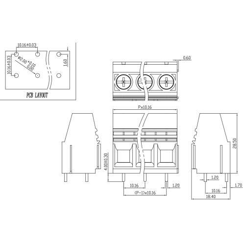 10.16MM pitch high current screw terminals can be spliced